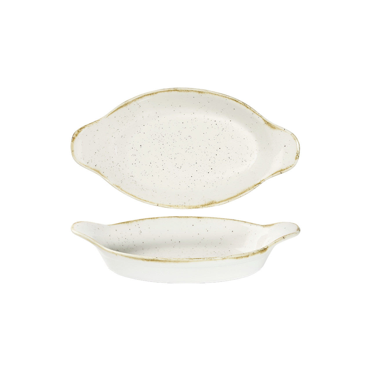 Stonecast, Schale mit Griffen oval Intermediate 232 x 125 mm Barley White